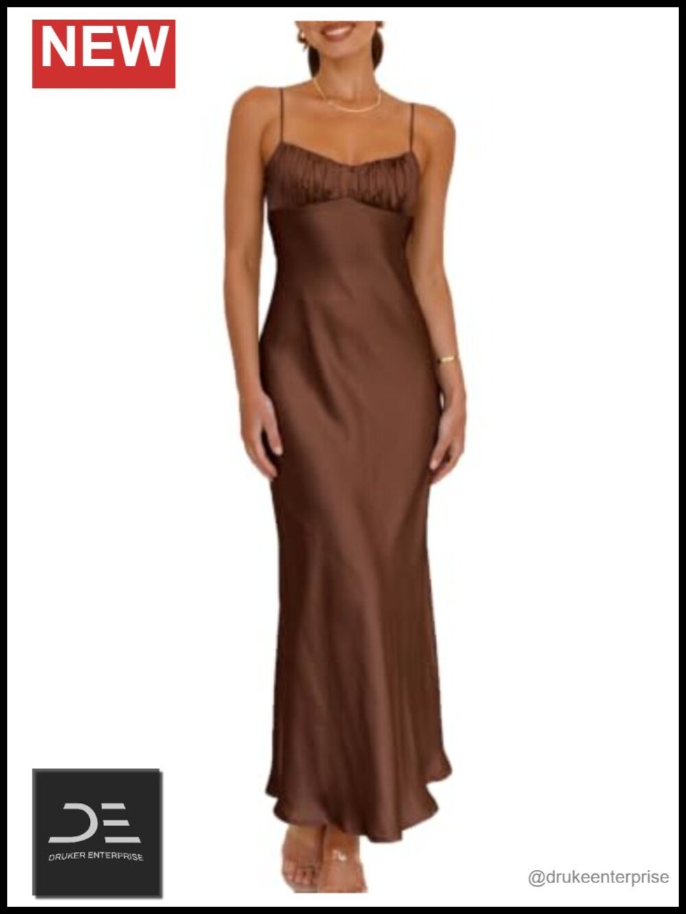 Satin Spaghetti Strap Backless Midi Dress Ruched Cut Out Cocktail Wedding Guest